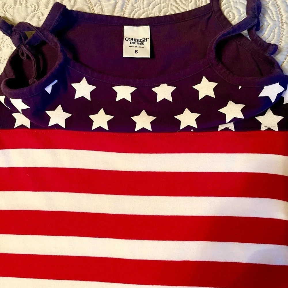 OSHKOSH girls size 6 Americana Flag design dress. White stars have glitter.
